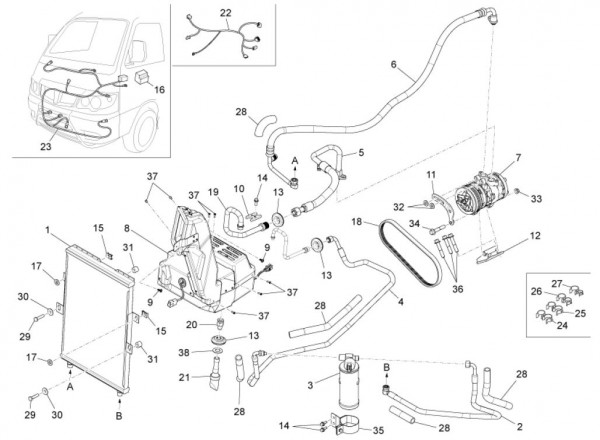 Fahrgestell Klimaanlage - Porter Multitech 1300ccm 4T LC 2010- ZAPS90CJ