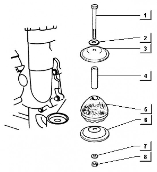 Motor elastische Aufhängung - Ape TM 703 Diesel mit Lenkrad 422ccm 4T AC 1997-2004 ATD1 00001101