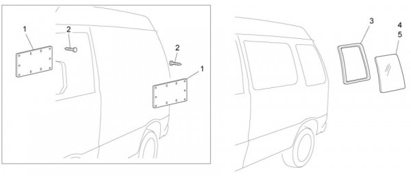 Fahrgestell Seitenfenster hinten - Porter Multitech 1300ccm 4T LC 2014- ZAPS90VJ