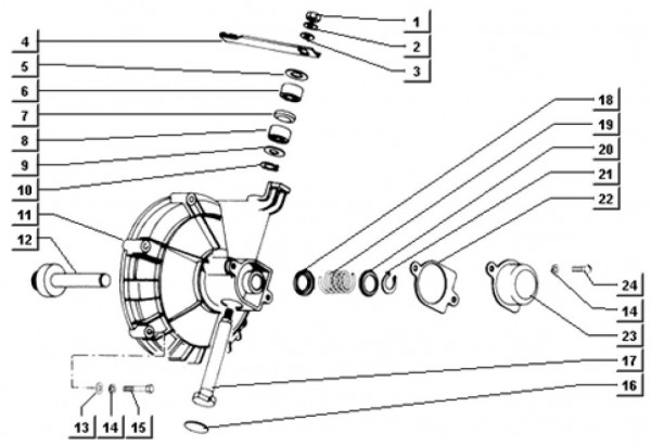 Motor Kupplungsdeckel - Ape TM 703 Diesel mit Lenker 422ccm 4T AC 1997-2004 ATD1 00001101