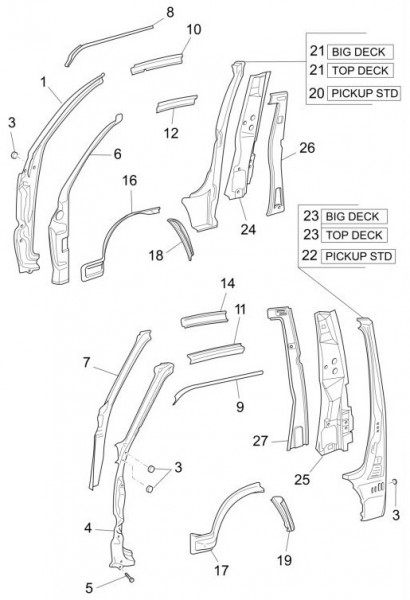 Fahrgestell Rahmen seitlich - Porter Multitech 1300ccm 4T LC 2015- ZAPS90PGW