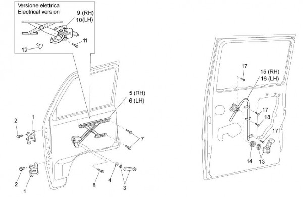 Fahrgestell Fensterheber - Porter Multitech 1300ccm 4T LC 2011- ZAPS90CJ
