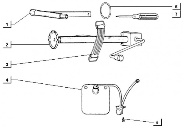 Fahrgestell Bordwerkzeug - Ape TM 703 Diesel mit Lenkrad 422ccm 4T AC 1997-2004 ATD1 00001101