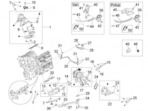 Motor Stutzen Einlass - Auslass - Porter D120 Diesel 1300ccm 4T LC 2011- ZAPS90TK