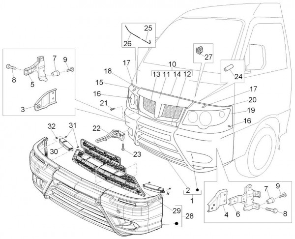 Fahrgestell Verkleidungen vorn - Porter D120 Diesel 1300ccm 4T LC 2015- ZAPS90CK