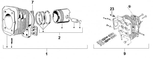 Motor Zylinder - Vespa Car 125ccm 2T AC 1970- MPF1T