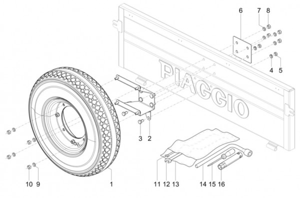 Radaufhängung Ersatzrad - Calessino 200ccm 4T 3V AC 2014- ZAPT42PMC