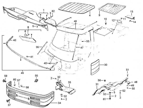 Fahrgestell Stoßstange vorn - Vespa Car 200ccm 2T AC 1983- AF3T