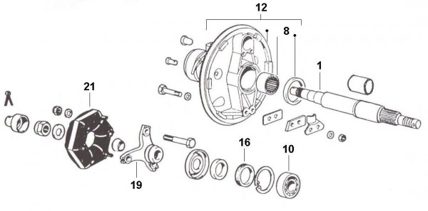 Radaufhängung Hinterachsantrieb - Ape Poker 422ccm 4T AC 1993- M4R3T