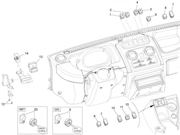 Elektrische Anlage Schalter - Porter Multitech 1300ccm 4T LC 2014- ZAPS90VJ