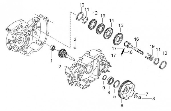 Motor Schaltgetriebe - Ape Mix 50ccm 2T AC 2009- ZAPC80000
