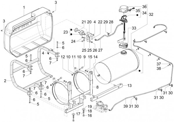 Fahrgestell Benzintank GPL - Porter Maxxi Multitech 1300ccm 4T LC 2015-