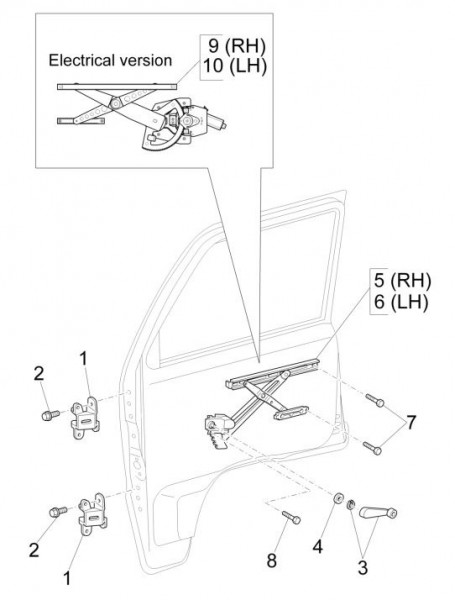 Fahrgestell Fensterheber - Porter Maxxi Multitech 1300ccm 4T LC 2016-