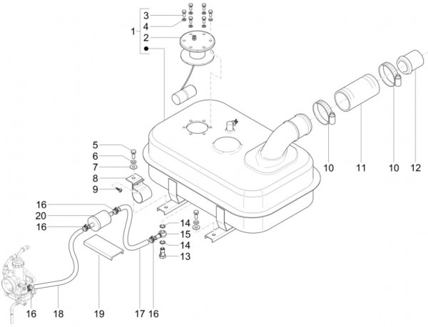 Fahrgestell Benzintank - Calessino 200ccm 4T 3V AC 2016- ZAPT42PMC