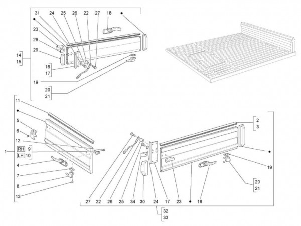 Fahrgestell Bordwände - Ape TM 703 mit Lenker 220ccm 2T AC 2008-2016 ZAPT10000