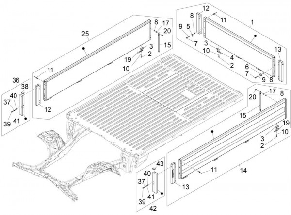 Fahrgestell Bordwände Pick Up - Porter Quargo 700ccm 4T LC 2009- ZAP4P10000