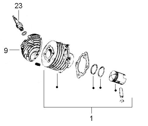 Motor Zylinder - Ape TM 50ccm 2T AC 1985- TL4T