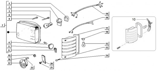 Elektrische Anlage Scheinwerfer - Ape TM 703 mit Lenkrad 220ccm 2T AC 2000-2007 ZAPT10000