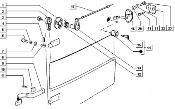 Fahrgestell Türschloss - Ape TM 703 Diesel mit Lenkrad 422ccm 4T AC 1997-2004 ZAPT10000