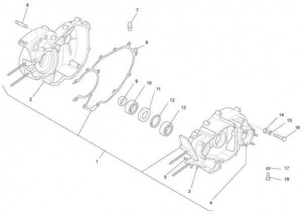 Motor Kurbelgehäuse - Ape Mix 50ccm 2T AC 2016- ZAPC80000