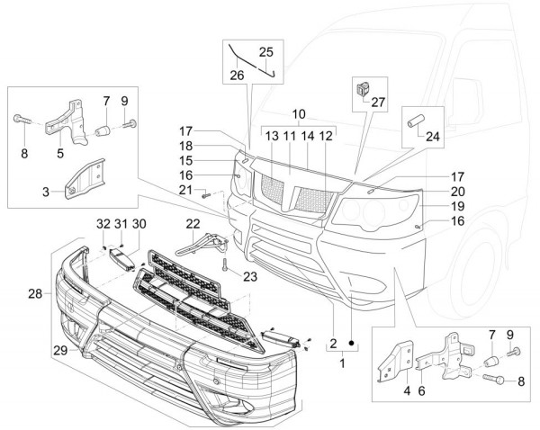 Fahrgestell Verkleidungen vorn - Porter Multitech 1300ccm 4T LC 2017- ZAPS90TGW