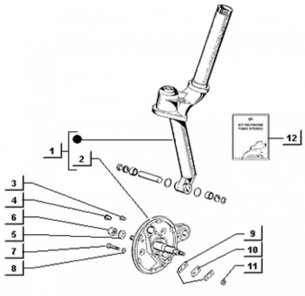 Radaufhängung Vorderradgabel - Ape TM 703 Diesel mit Lenkrad 422ccm 4T AC 1997-2004 ATD1 00001101
