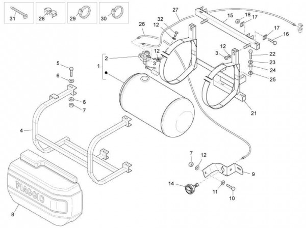 Fahrgestell Benzintank GPL - Porter Maxxi Multitech 1300ccm 4T LC 2010- ZAPS90DJ