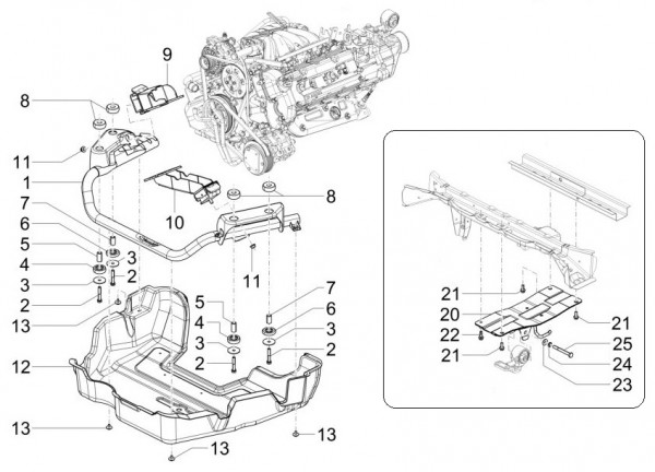 Fahrgestell Motorhalterungen - Porter Multitech 1300ccm 4T LC 2017-