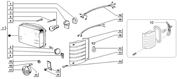 Elektrische Anlage Scheinwerfer - Ape TM 703 Diesel mit Lenkrad 422ccm 4T AC 1997-2004 ATD1 00001101