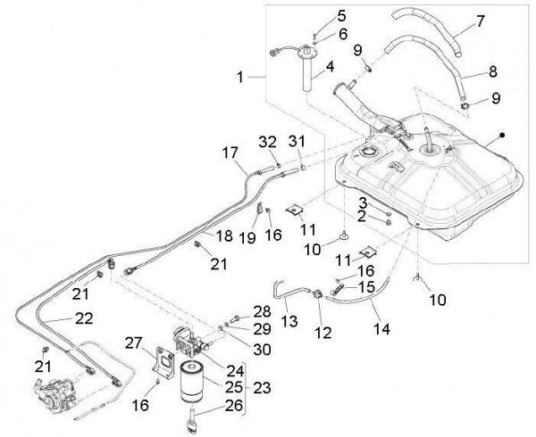 Fahrgestell Benzintank - Porter D120 Diesel 1300ccm 4T LC 2011- ZAPS90TK