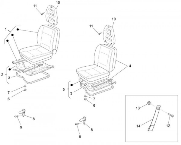 Fahrgestell Sitz vorn - Porter Maxxi Multitech 1300ccm 4T LC 2011- ZAPS90DJ