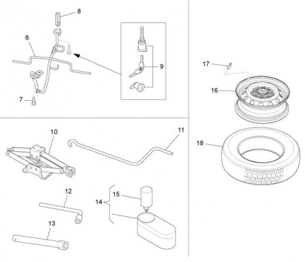 Radaufhängung Ersatzrad - Porter D120 Diesel 1300ccm 4T LC 2013- ZAPS90CK