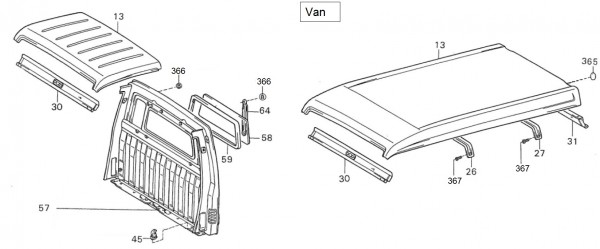 Fahrgestell Dachpaneel - Porter Porter 1000ccm 4T LC 1992-1998 ZAPS85