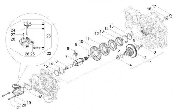 Motor Schaltgetriebe - Calessino 200ccm 4T 3V AC 2013- ZAPT42P00