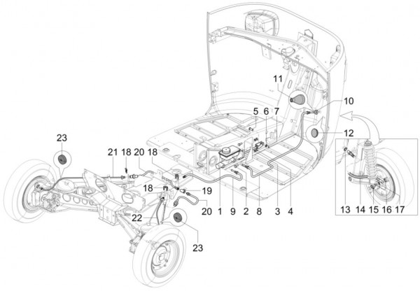 Bowdenzüge Bremsleitungen - Calessino 200ccm 4T 3V AC 2016- ZAPT42P00