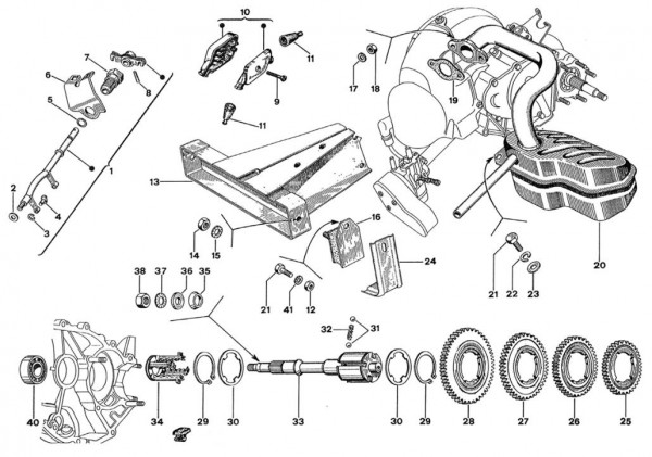 Motor Auspuff - Ape 50ccm 2T AC 1980- TL3T