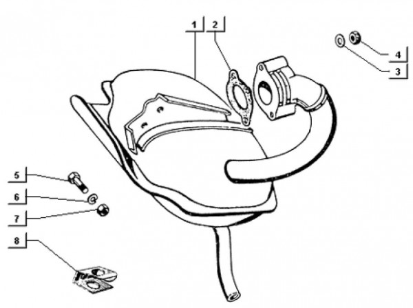Motor Auspuff - Ape TM 703 mit Lenkrad 220ccm 2T AC 2000-2007 ATM2T