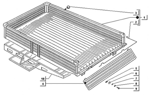 Fahrgestell Ladefläche - Ape TM 703 mit Lenkrad 220ccm 2T AC 2000-2007 ATM2T