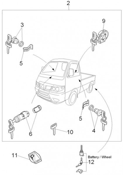 Elektrische Anlage Schloßsatz - Porter D120 Diesel 1300ccm 4T LC 2013- ZAPS90TK