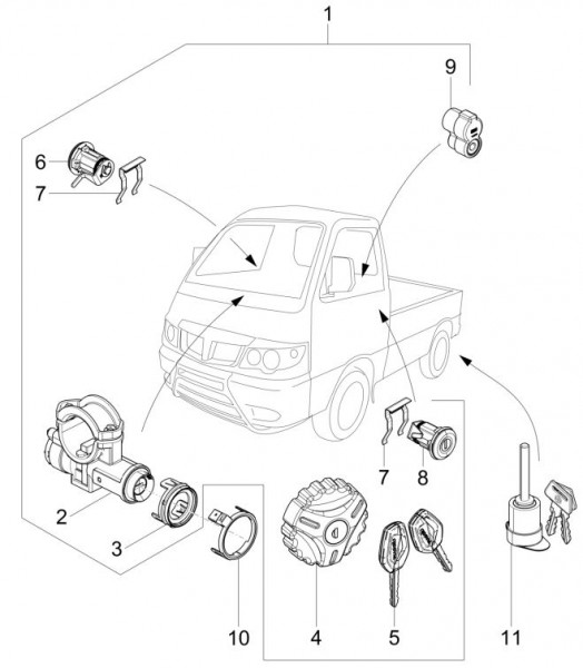 Elektrische Anlage Schloßsatz - Porter Maxxi Multitech 1300ccm 4T LC 2015-