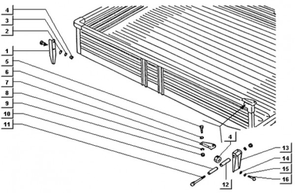 Fahrgestell Anbauteile klappbare Ladefläche - Ape TM 703 mit Lenker 218ccm 2T AC 1997-1999 ATM2 0000