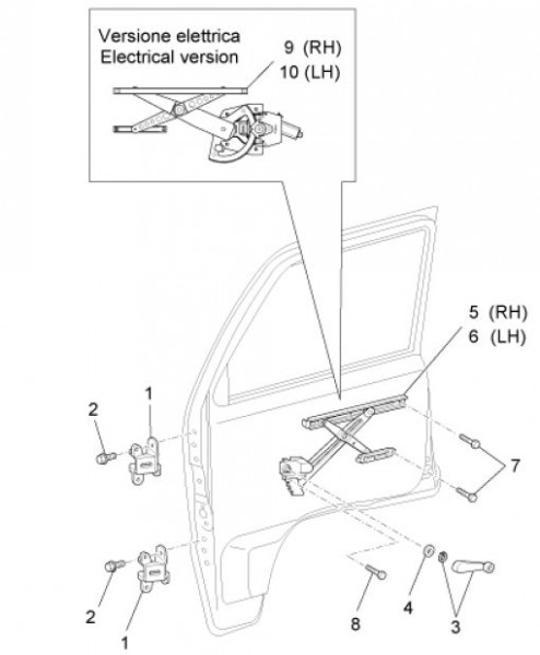 Fahrgestell Fensterheber - Porter Maxxi Multitech 1300ccm 4T LC 2010- ZAPS90AJ