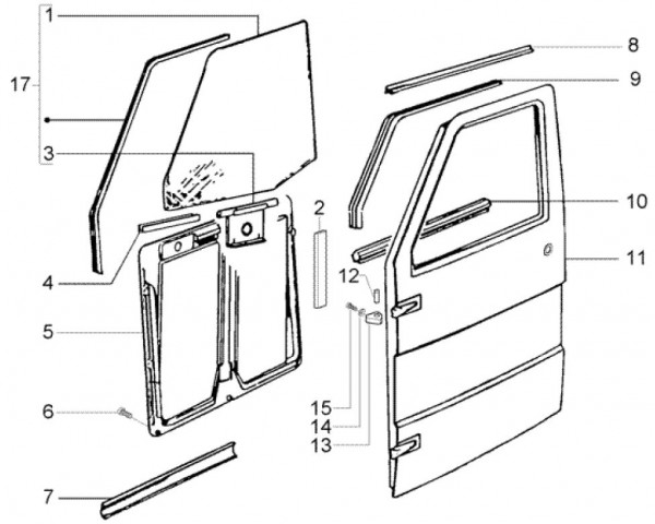 Fahrgestell Türbauteile vorn - Ape TM 703 Diesel mit Lenker 422ccm 4T AC 2005-2010 ZAPT10000