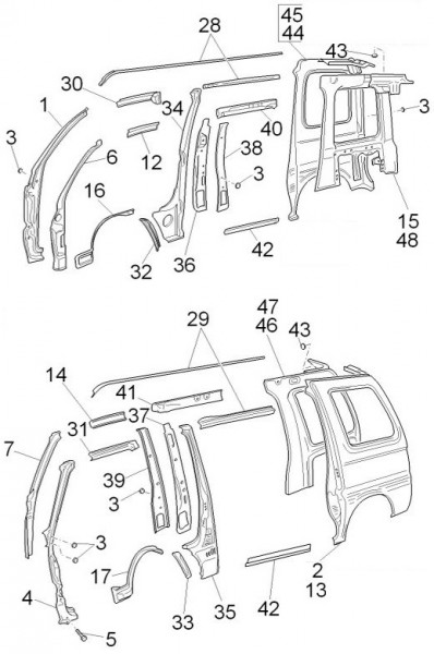 Fahrgestell Rahmen seitlich - Porter D120 Diesel 1300ccm 4T LC 2014- ZAPS90VK