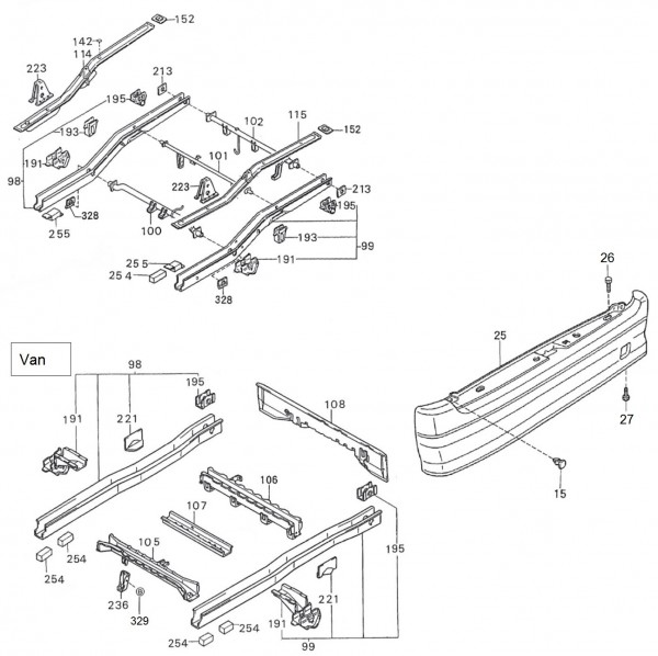 Fahrgestell Rahmen hinten - Porter Porter 1000ccm 4T LC 1992-1998 ZAPS85