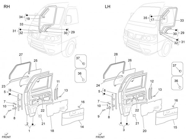 Fahrgestell Türen vorn - Porter Maxxi Multitech 1300ccm 4T LC 2011- ZAPS90AJ