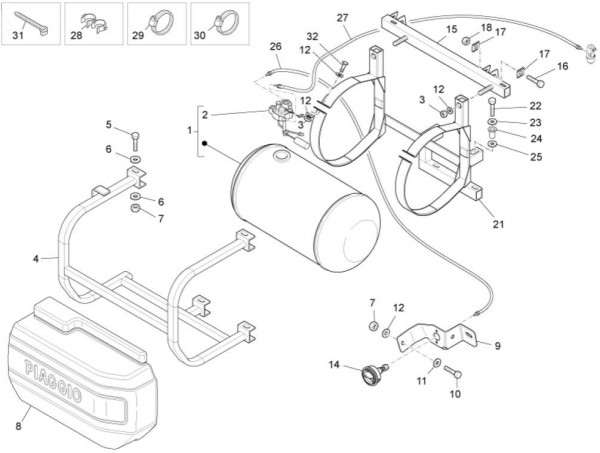 Fahrgestell Benzintank GPL - Porter Maxxi Multitech 1300ccm 4T LC 2013- ZAPS90RJ