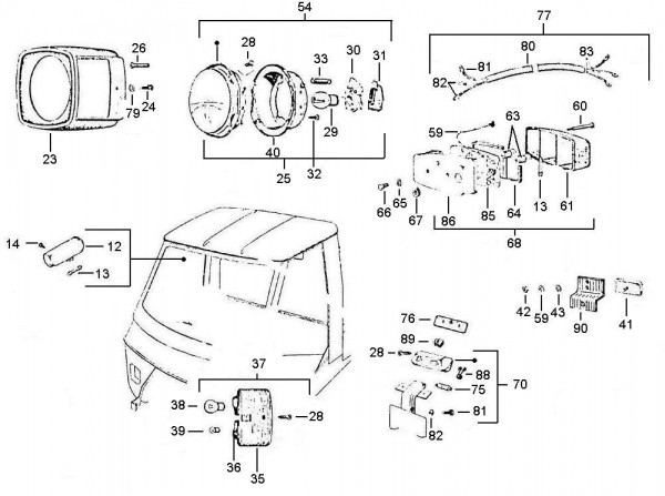 Elektrische Anlage Scheinwerfer - Vespa Car 200ccm 2T AC 1983- AF3T