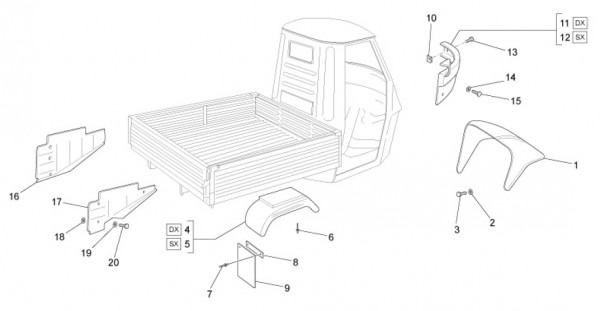 Fahrgestell Kotflügel - Ape Mix 50ccm 2T AC 2017- ZAPC80000