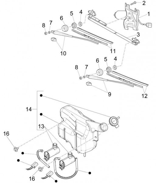 Elektrische Anlage Scheibenwischer - Porter Maxxi Multitech 1300ccm 4T LC 2015-
